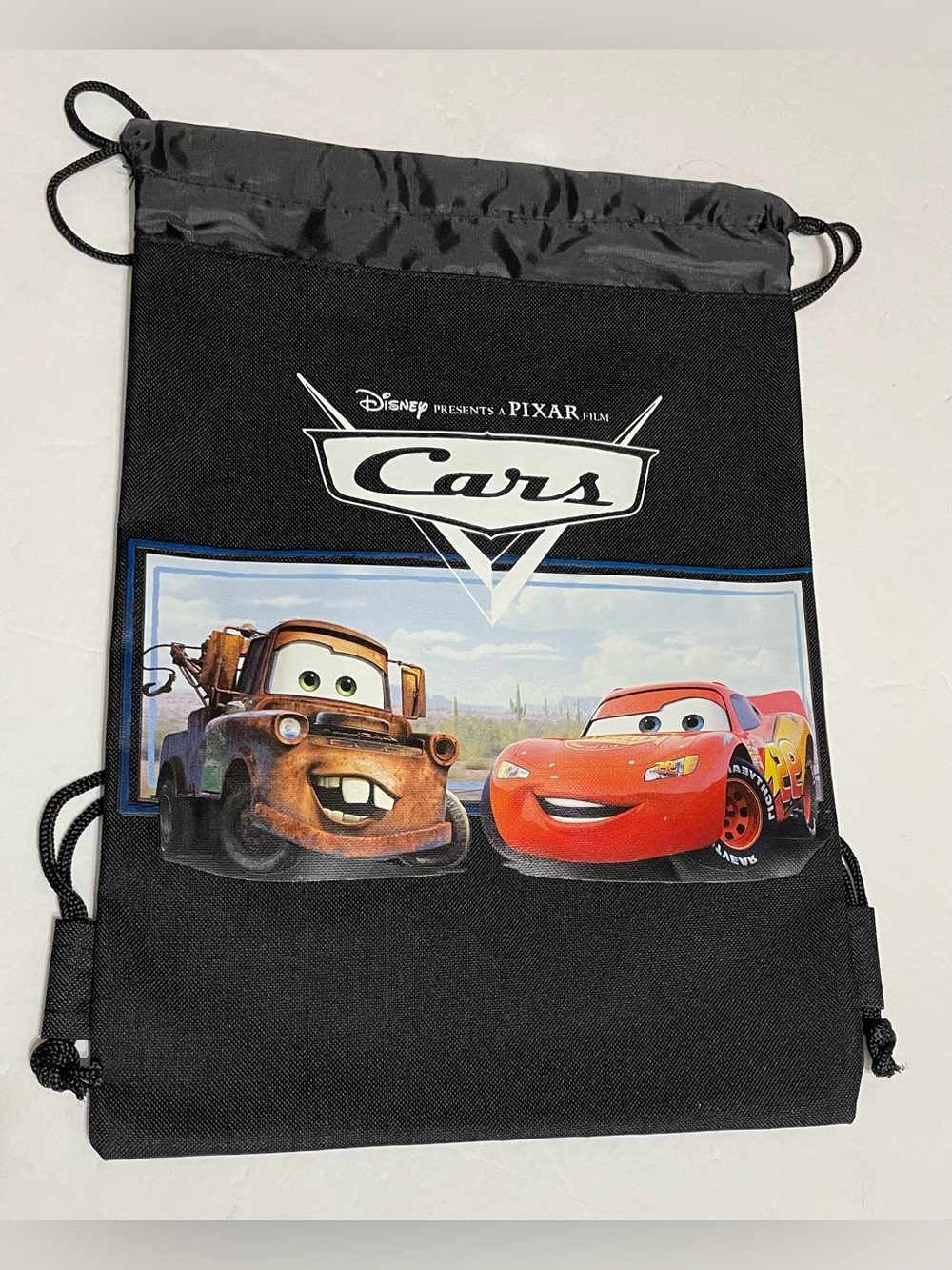 Disney Pixar Cars Mater Lightning McQueen Black Drawstring Bag,New with tag!